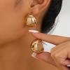 Stainless Steel Smooth Metal Chunky Dome Drop Earrings for Women Fashion Thick C-Shaped Hoop Earrings Punk Aesthetics Jewelry