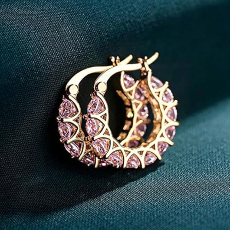High-Quality Cubic Zirconia Hoop Earrings for Women Stylish Everyday Party Jewelry