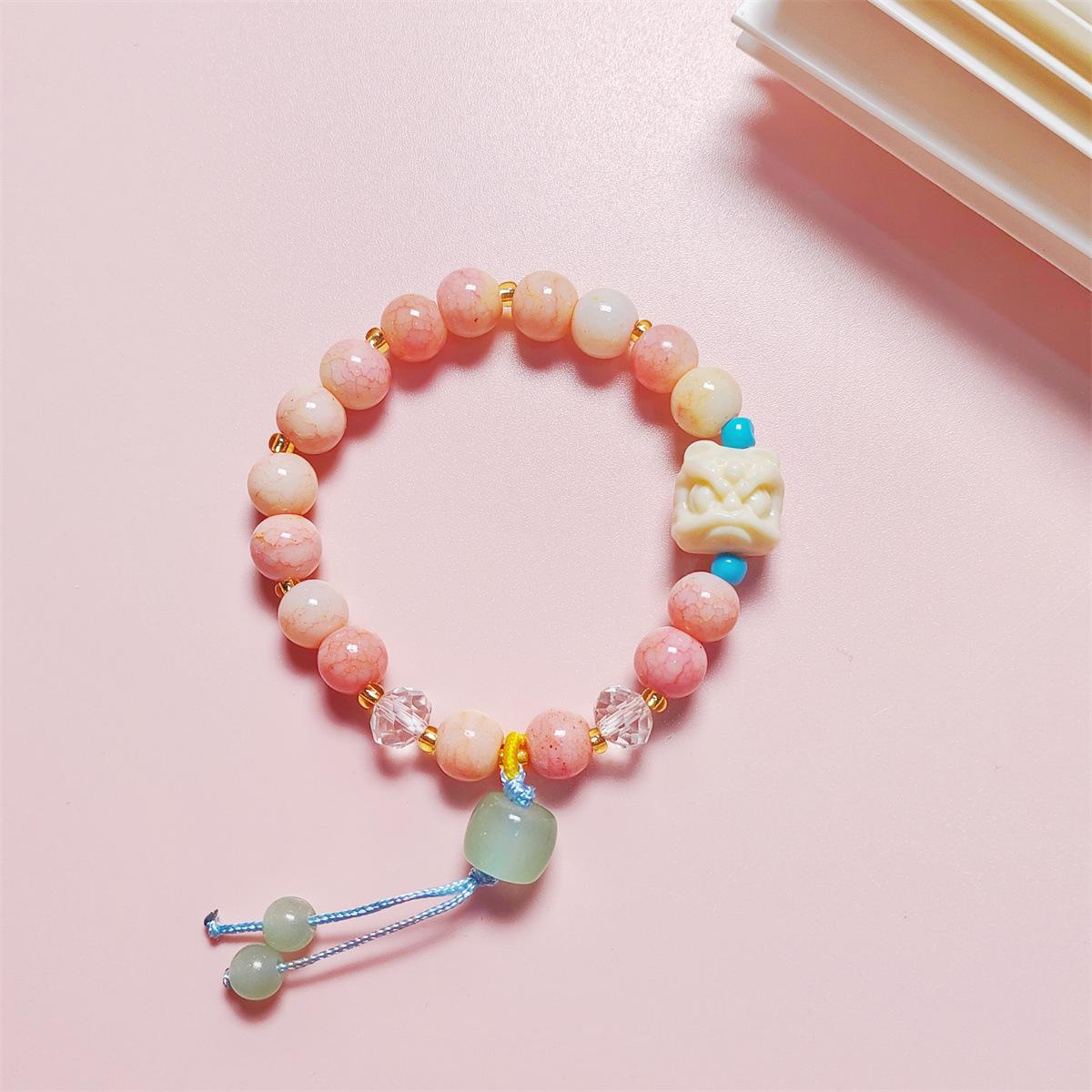 

Chinese Lion Dance Ice Crack Beaded Bracelet: Niche Ancient Style Jewelry