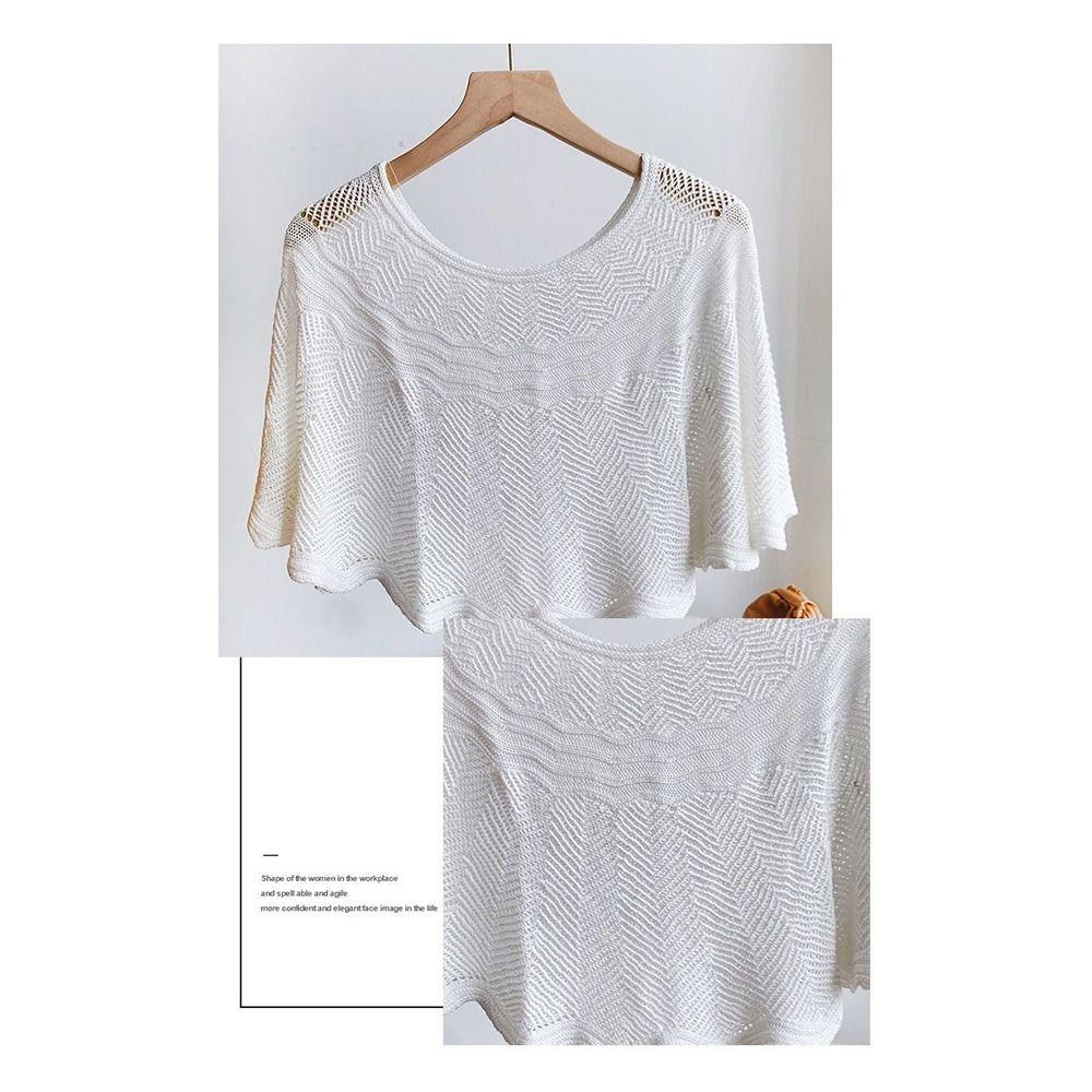 Solid Color Knitted Shawl Hollow Design Warm Scarves Fashion Dress Cover  Spring Autumn