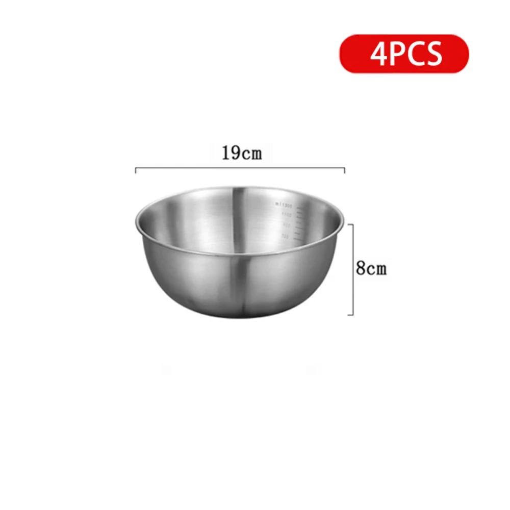 Kitchen Stainless Steel Bowl Korean Ramen Bowl Fruit Salad Bowl Mixing Bowl with Scale