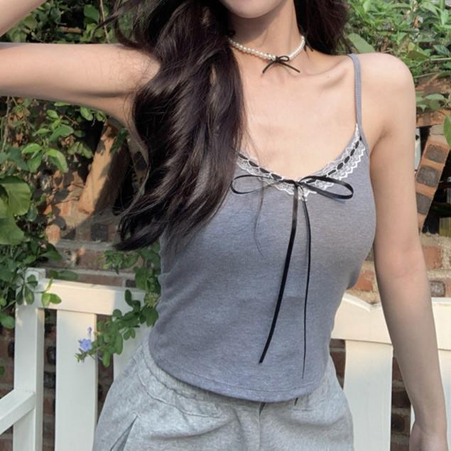 Women's Sweet Cute Strappy Camisole Top with Built-in Bra and Stylish Back Design, Ideal for Layering or Wearing Alone.