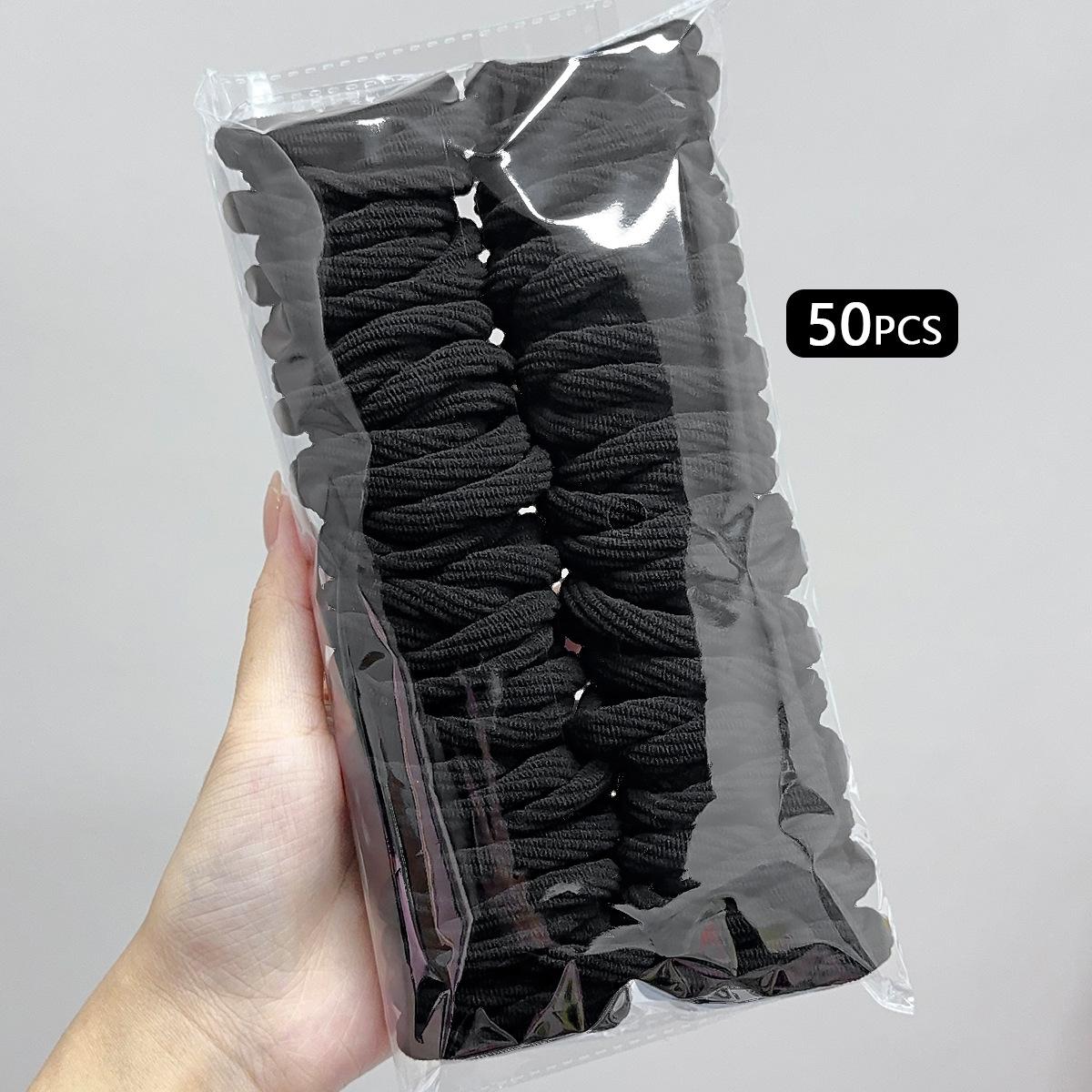 50Pcs High Elastic Seamless Towel Hair Ties Simple Ponytail Bun Scrunchies Soft Fabric Hair Bands Accessories