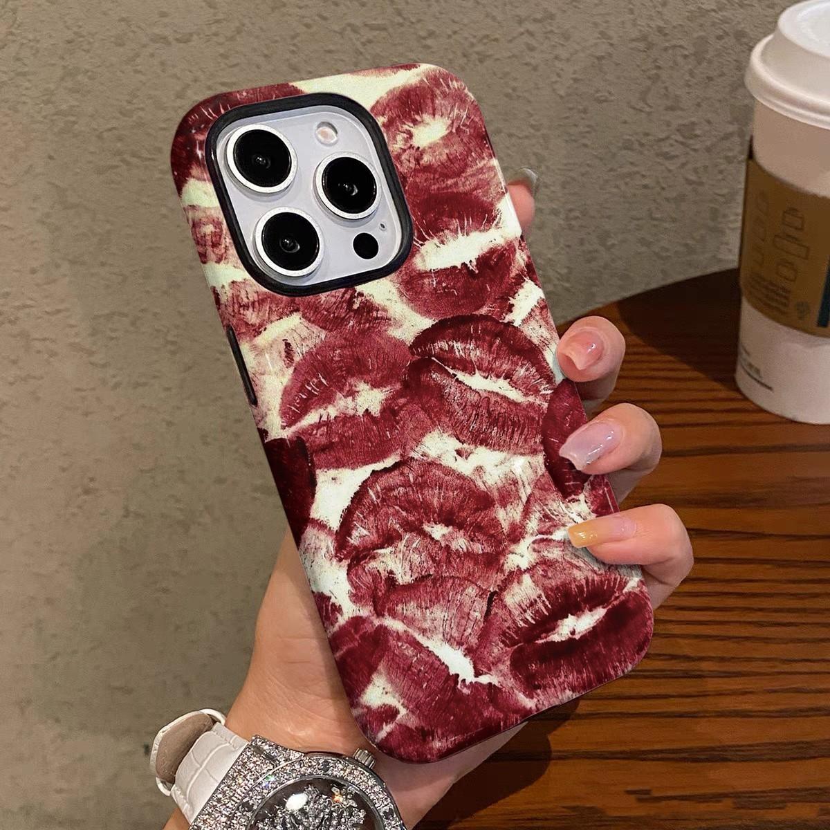 

Роскошный модный красный чехол для телефона Clmj с губами для iPhone 17 16 15 14 13 12 11 X XS XR Air Pro Max Plus Двухслойная задняя крышка iPhone 17 Pro