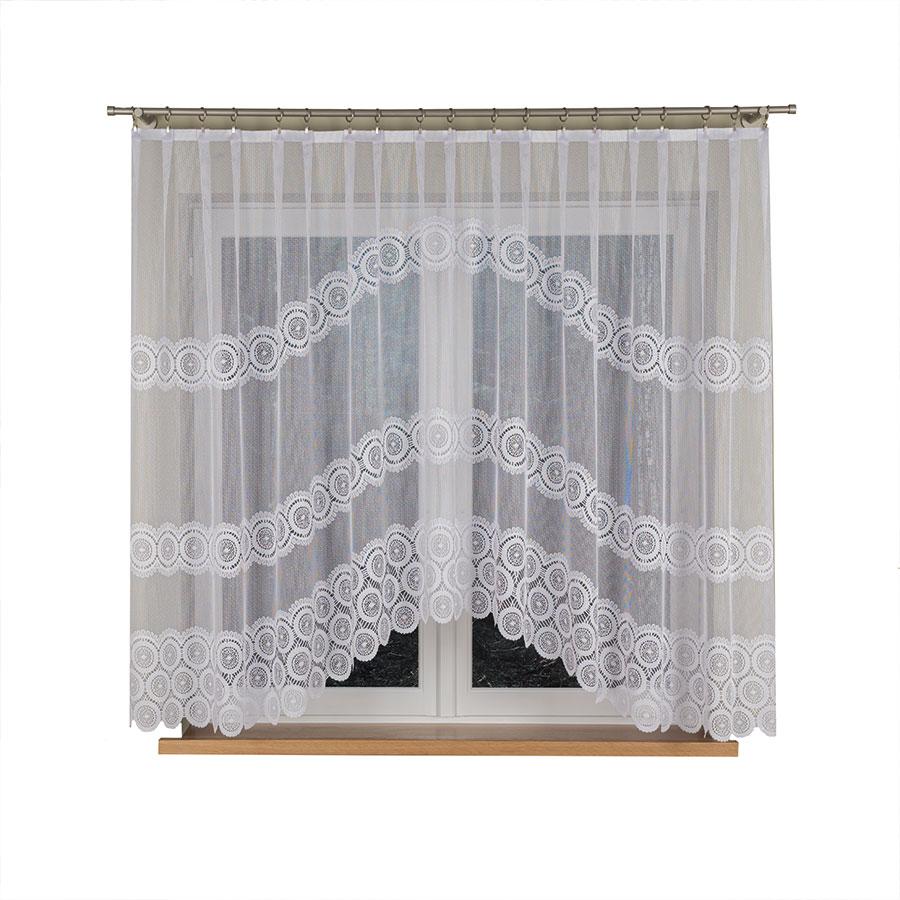 Malwina - Ready-Made Jacquard Curtain With A Cut At The Bottom - 310X160 Cm - White