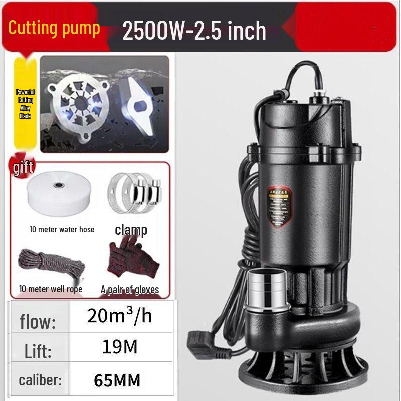 

220V Household Sewage Pump for Septic Tanks - Cuts and Pumps Feces, Sludge, and Drainage Water