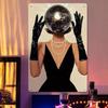 Vintage Retro Metallposter Disco Girl Tanzt Discokugel Wandkunst Heimdekoration