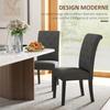 Set di 2 Sedie per Sala da Pranzo Sedia da Cucina Grande Comfort Gambe in Legno Lino 47 x 61 x 101 cm Grigio Scuro