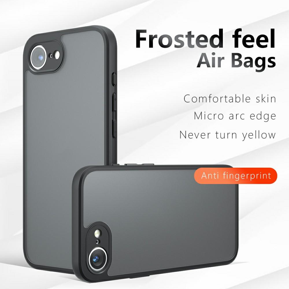 

For iPhone 16e Case Skin-Touch TPU+PC Matte Phone Shell,Transparent Black Type A