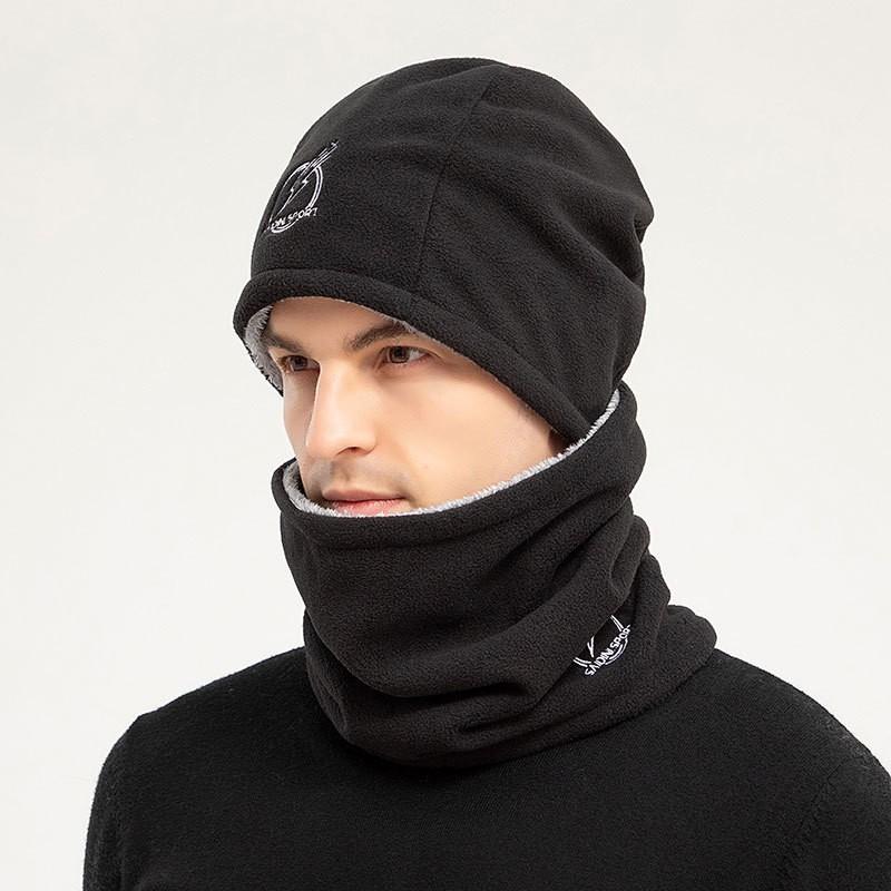 Warm Fleece-lined Winter Hat With Ear Protection Neck Gaiter Multi-Use Windproof Face Cover Cycling Hiking Outdoor