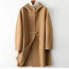 Dámský vlněný kabát volného střihu s kapucí a velkými kapsami, trendy pro rok 2023