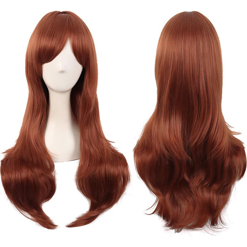 Long Curly Cosplay Wig for Women - 70cm, Gold/Pink/Blue, Realistic Full Wig with Headband