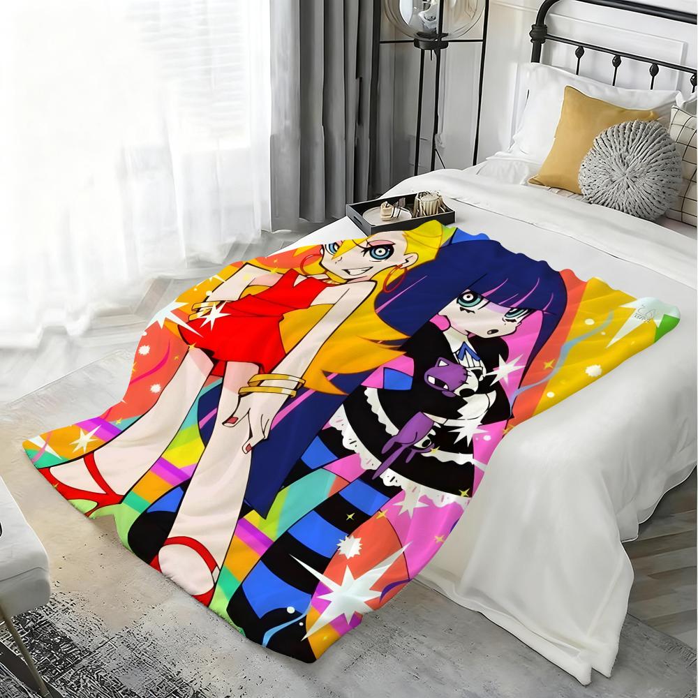 Anime P-Panty & Stocking with Garterbelt Throw Lightweight 240g Flannel Blanket Soft Skin-friendly for Summer Cooling