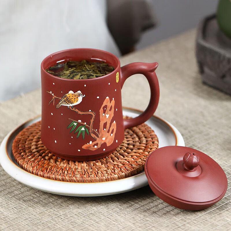 Artisan Zisha Tea Cup with Gold Inlay & Tea-Water Separation