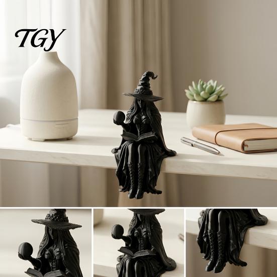 Unique Holiday Gift 3D Printed Fortune Teller Figurine, Halloween Mystic Gypsy Statue for Shelf Dark Fantasy Desk Ornament Tabletop Display,