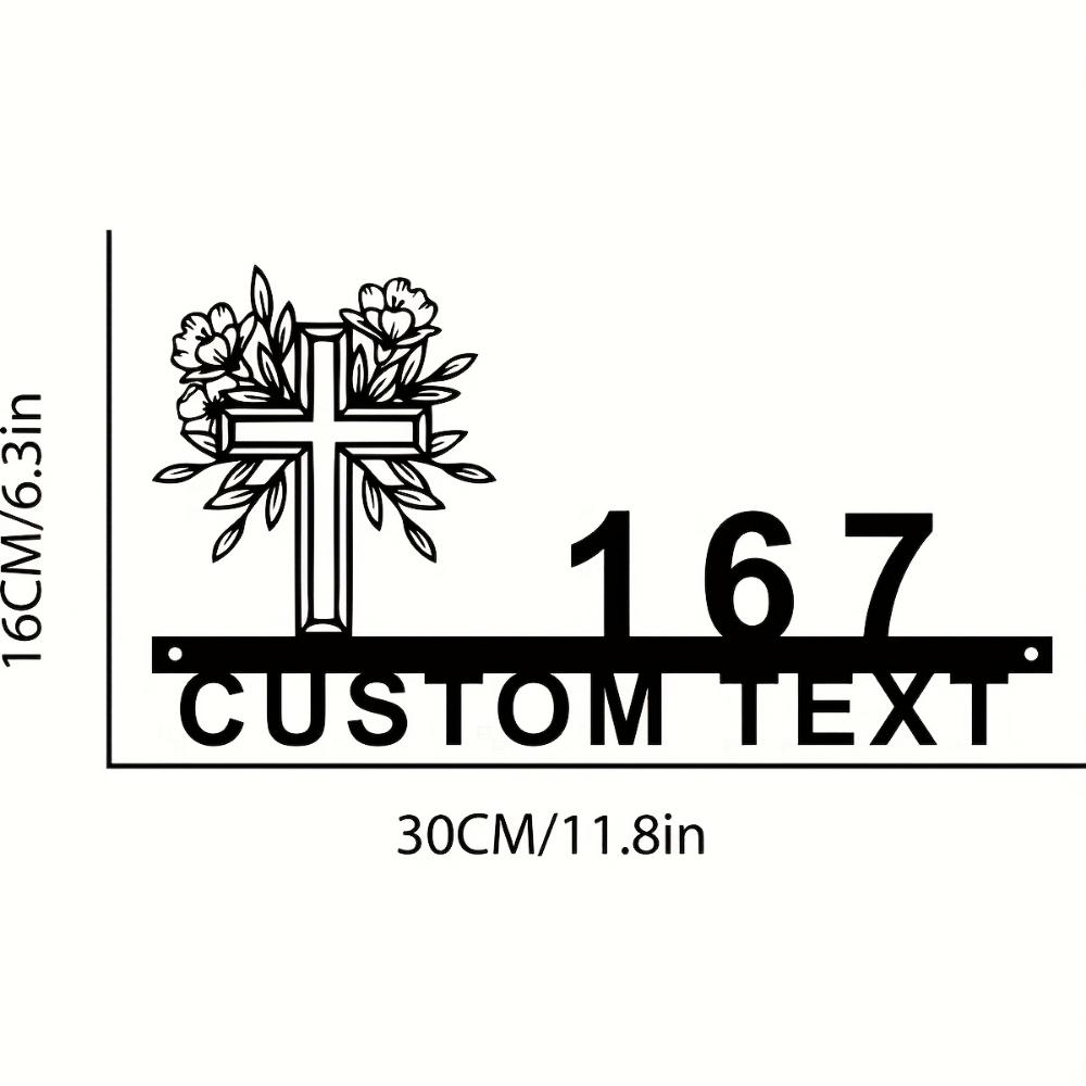

Customizable Metal Address Sign, Cross Floral Wall Decor, Vintage Home Gift