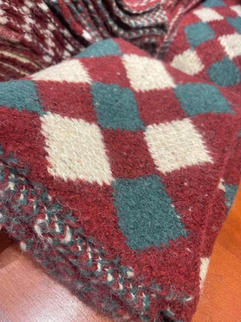 2024 Women's Red Wool Blend Scarf - Warm, Versatile, Christmas Winter Accessory