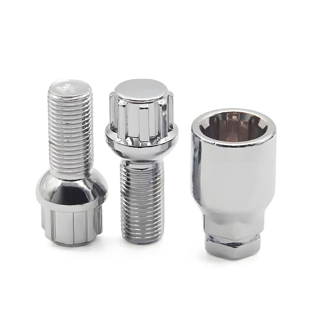 M14 x 1.5 Nuts Locking Wheel Bolts Chrome Alloy Wheel Lug Stud Taper Seat for BMW X3 X5 E83 E70 E53