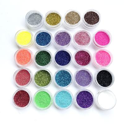 Saya Kobo Glitter Powder Set of 24 Glitter Space Nail Art with Case Colors Powder, Paint, Resin-Encapsulated, Supplies, Green, Blue, Gold, Black,
