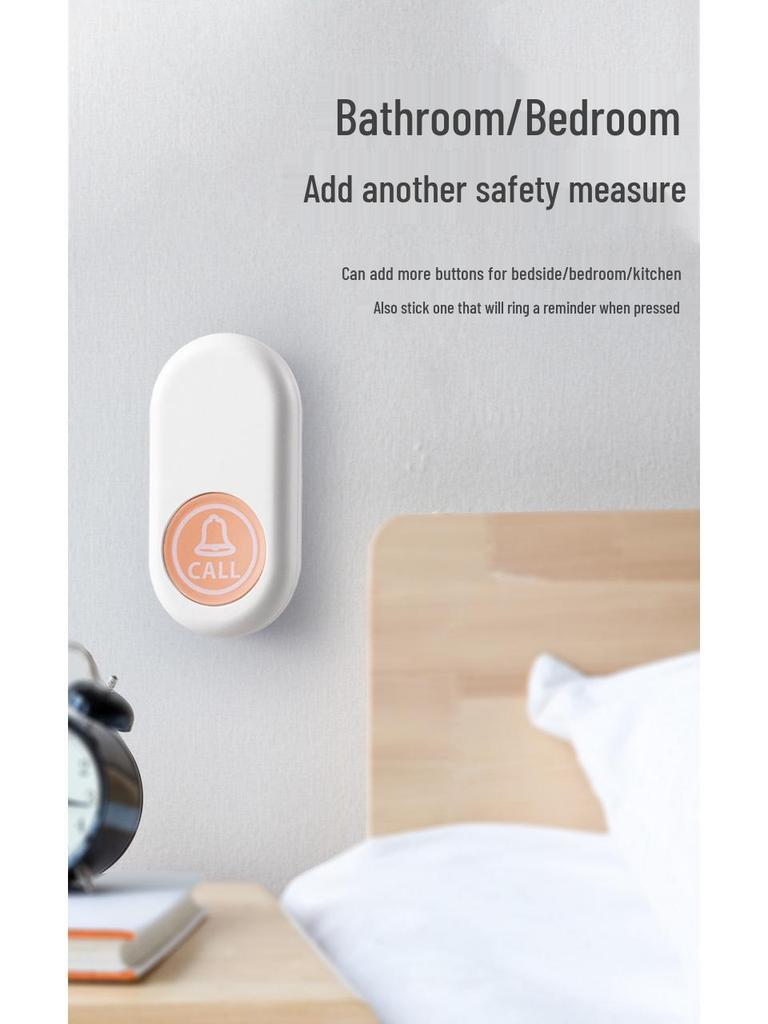 Wireless 433MHz Waterproof Doorbell: Easy One-Button Call, Bedside Bell, Long-Range, Ideal for Home and Elderly Use.