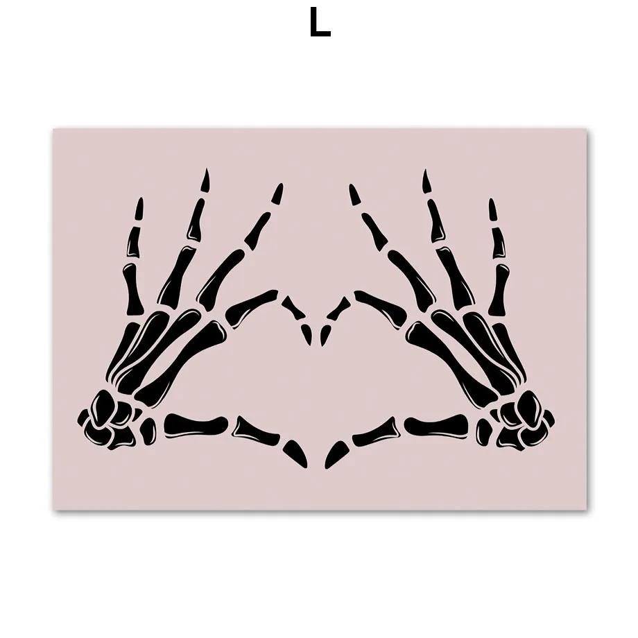 

Nordic Pink Halloween Witchy Gothic Ghost Skeleton Wall Art Canvas Painting Posters And Print Wall Picture For Living Room Decor 21x30cm No Framed