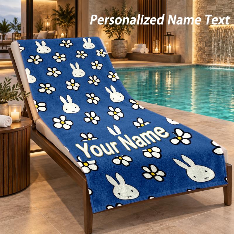 Miffy Custom Name Beach Towel Large Soft Towel for Indoor Bathroom Outdoor Beach