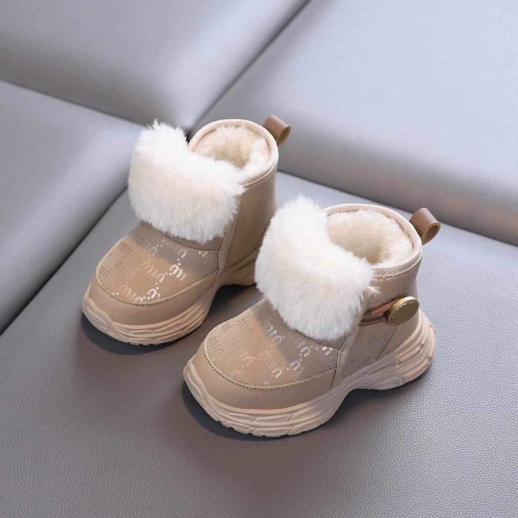 Waterproof and Warm Boots for Girls and Boys, Winter Children's Fashionable Fleece Cotton Boots