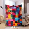 1pc Watercolor Style Abstract Patchwork Art Plaid Pattern Abstract Geometry And Warm Printed Blanket Suitable As a Holiday Gift Fo