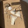 Damen Einfarbig Geteilt Zweiteilig Frisch Sexy Bikini Badeanzug