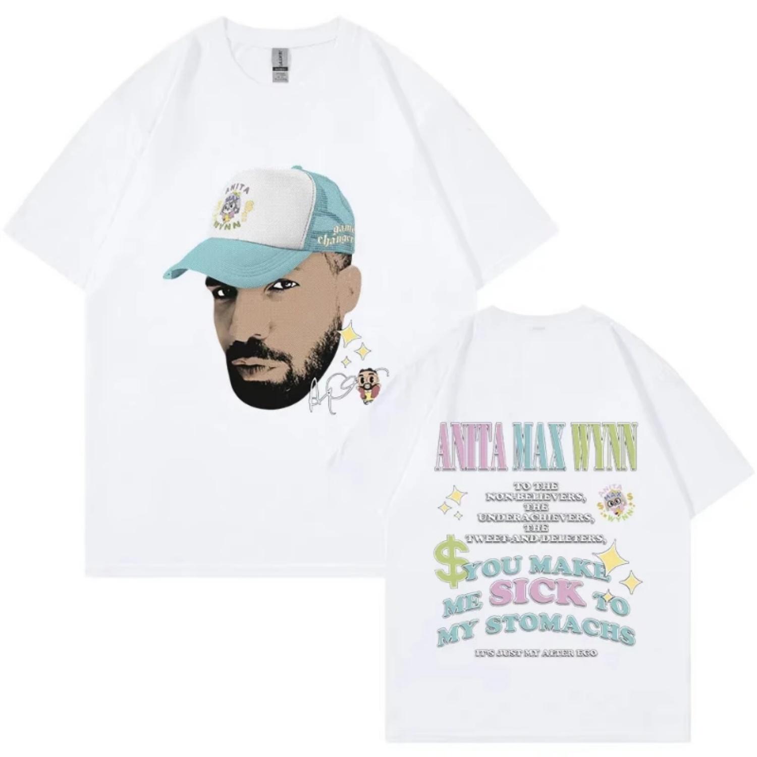 Drake Anita Max Wynn Funny Meme Graphic T Shirt Men Women Fashion Hip Hop Oversized T-shirt Casual O-Neck Cotton T shirts Tops S чёрный