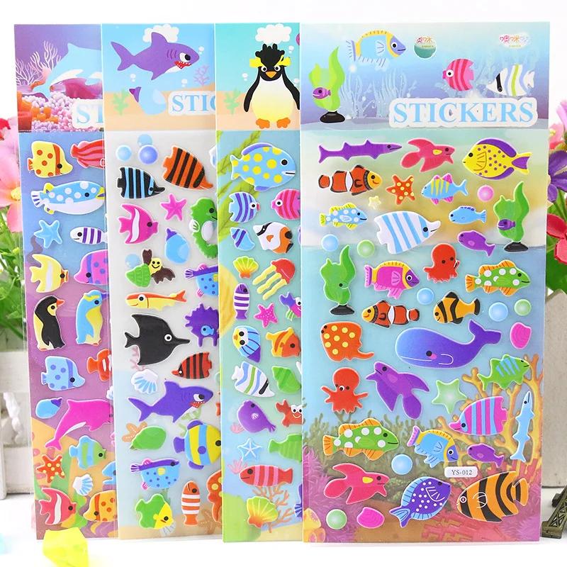 10 Sheets Mixed Fish Fishing Stickers Ocean Fish DIY Toy Gift Decorative Decal for Phone Laptop Bottles Luggage Waterproof