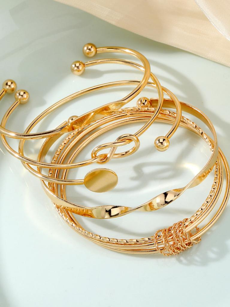 5pcs IPARAM Punk Multilayer Bracelets For Female Elegant Delicate Twist Sparkling Adjustable Bangles Jewelry Couples Gifts