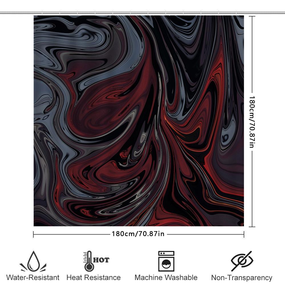 GAELuxury Marble Print Shower Curtain Waterproof Bath Decor for Modern Bathroom Design Red Black Grey Pattern Size 180X240cm