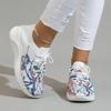 Fashion Floral Printed Knit Sneakers for Women Mesh Breathable Casual Sports Shoes Woman Comfort Slip On Flats Vulcanized Shoes