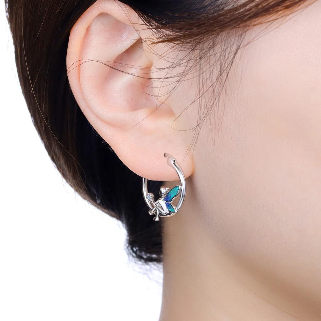 Orstarry S925 Silver Earrings Elegant Blue Starry Sky Elf Earring For Women Birthday Gift Silver Jewelry