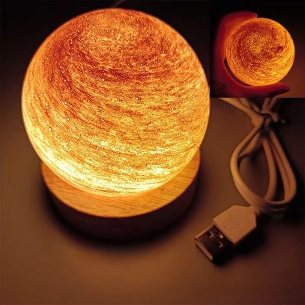 Luminous Glass Sphere 80MM LED Night Light USB Plug In Mini Planet Table Lamp Crystal Ball Girls