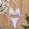 Halter Mini Bikini Kadın Mayo Kadın Mayo Iki parçalı Bikini seti Lüks Inci Yüzücü Mayo