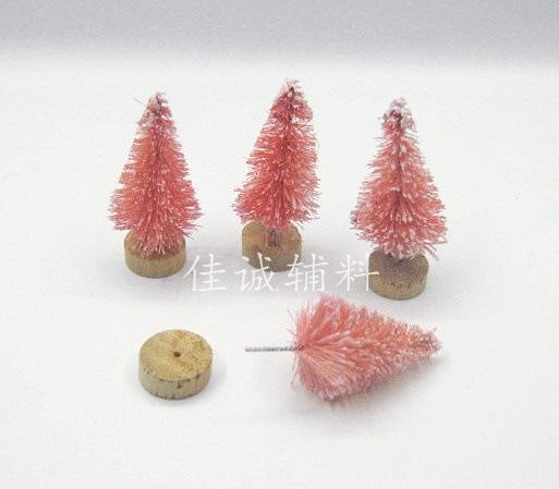Mini Artificial Christmas Tree with Wooden Base Frosted Bottle Brush Design for Tabletop DIY Crafts Home Decor Christmas Gift
