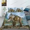 Jurassic Dinosaur Duvet Cover King Queen Huge Brown Triceratops Tyrannosaurus Diplodocus Polyester Bedding Set for Boys963