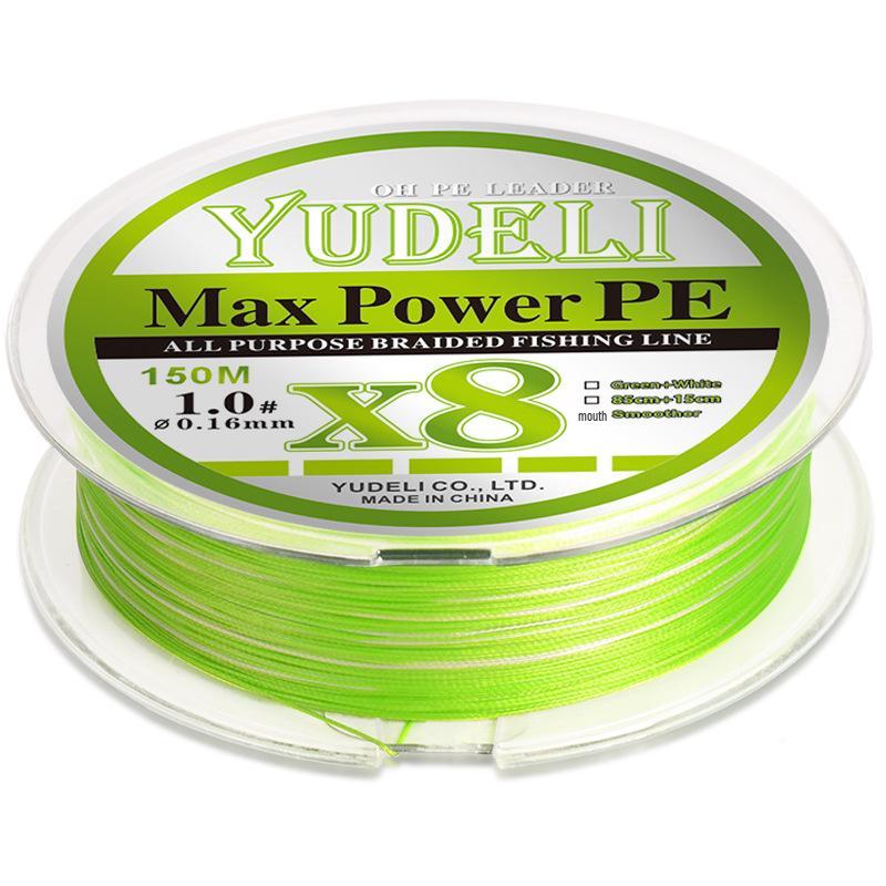 Yudeli PE Long Cast 150m X8 Fishing Line - Flashy Green, Wear-Resistant, Precision Woven Silk Replacement