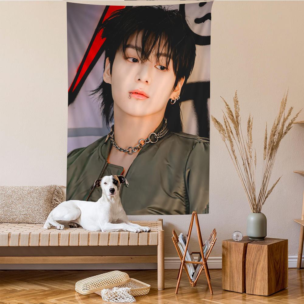 JJungkookS Singer Cartoon Tapestry Art Science Fiction Room Home Decor Wall Hanging Sheets