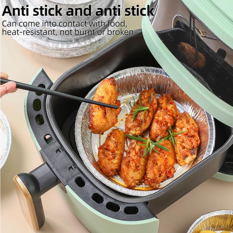 10Pcs Oil-Proof Aluminum Foil Tin Box Disposable Non-stick Paper Microwave Oil Foil Tin Steamer Mat Aluminum Food Tray Container