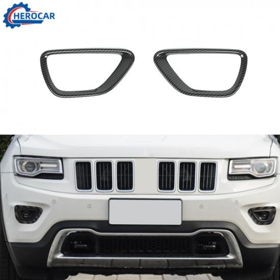 Carbon Fiber Front Fog Light Cover Lamp Frame Trim For Jeep Grand Cherokee 14-17