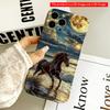 2DFlat Moonlit Horse Galloping On Ocean Waves All Inclusive Film Hard Phone Case, Compatible with iPhone 18 Pro Max 17 16 15 14 13 12 11