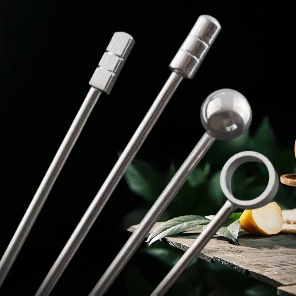 20Pcs Silver Color Martini Picks Stainless Steel Fruit Sticks Food Grade Cocktail Skewers  Buffet
