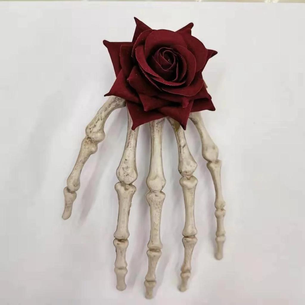 Skeleton Hand Bone Rose Hairpin Headwear Headband Accessory Props  Gift Girl Halloween Decoration