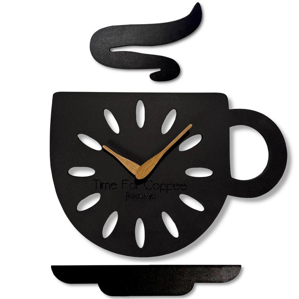 Kitchen wall clock Cup 30×30 cm black