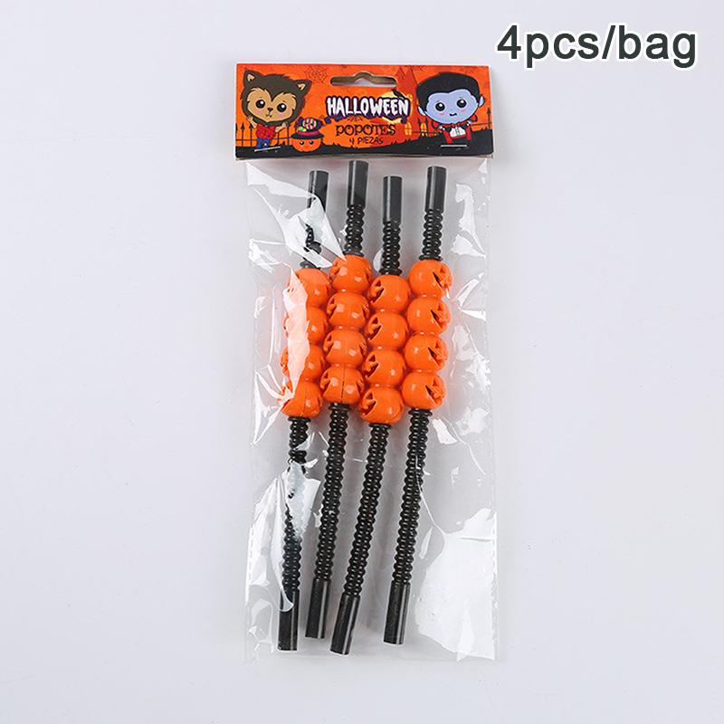 

Тыквенные черепа соломинки многоразовые питьевые соломинки подходят для украшения Хэллоуинской вечеринки, бара, ресторана, фестивальных мероприятий A4