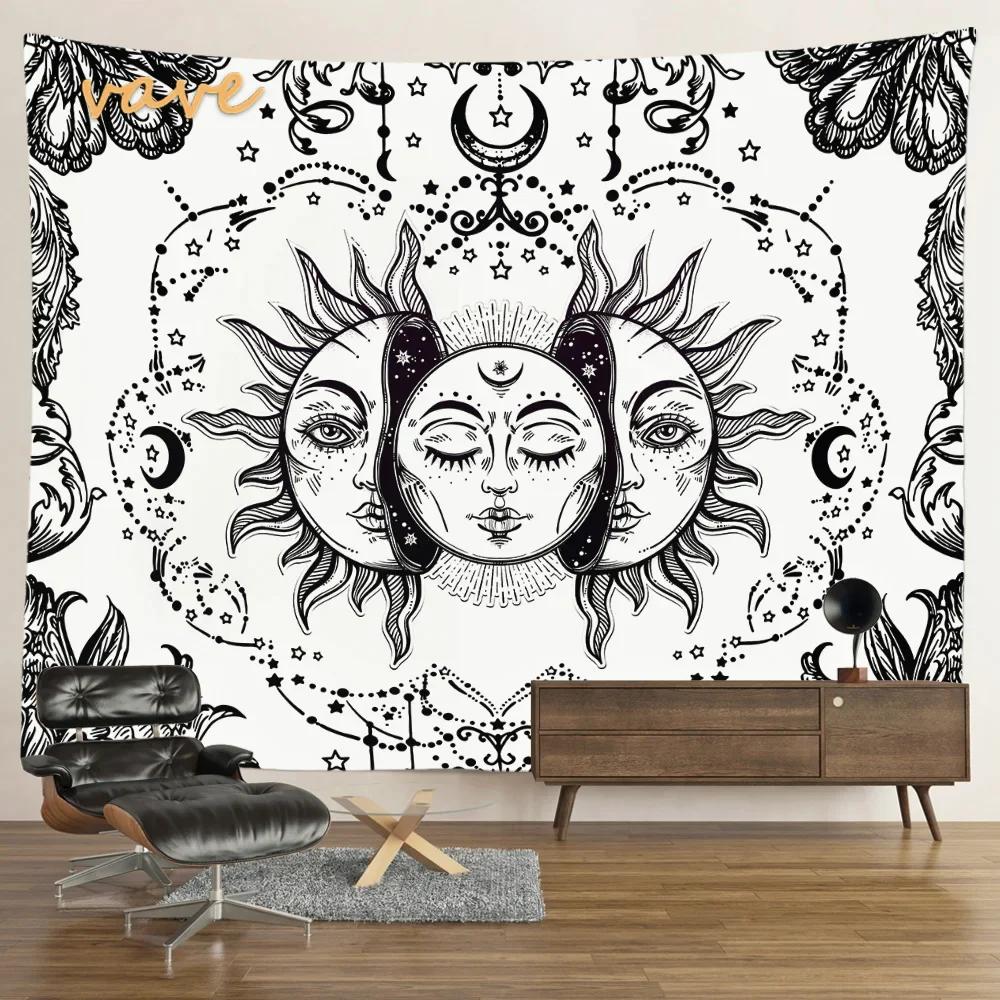 VIKAMA Mysterious Tarot Tapestry Sun Moon Mandala Wall Hanging for Meditation Witchcraft Altar Bohemian Home Decoration