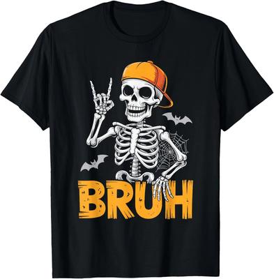 Cool Bruh Skeleton Rock On Funny Halloween Unisex T-Shirt